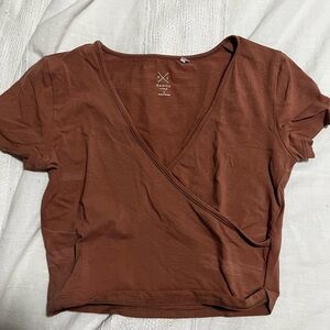 Basic Editions Women's Brown Crop Top